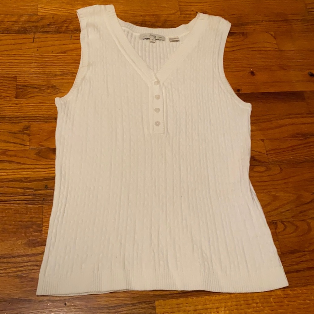 Pria White Sweater Tank Top, Size: L